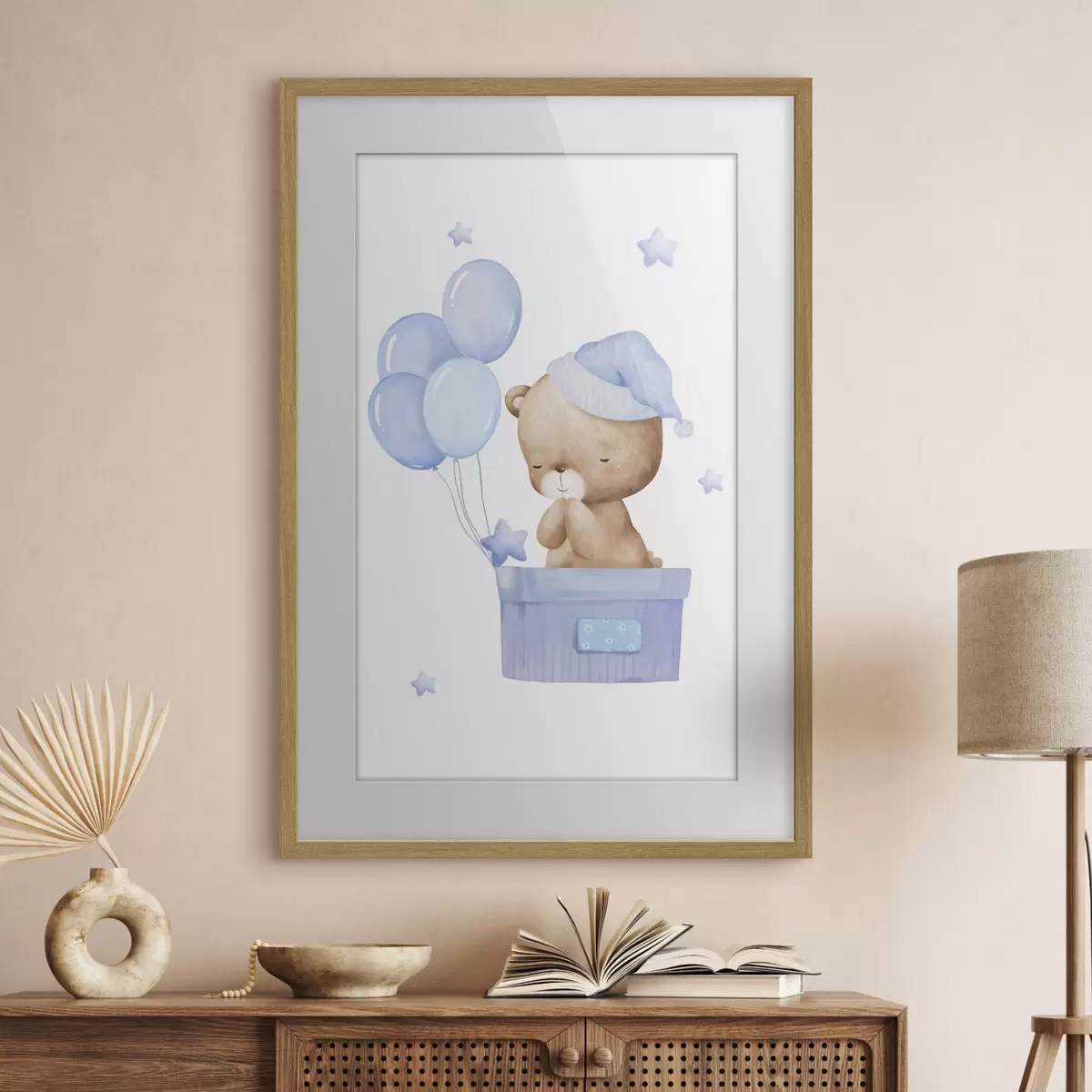 Poster Adorabile orso con palloncini gioiosi f37918v1