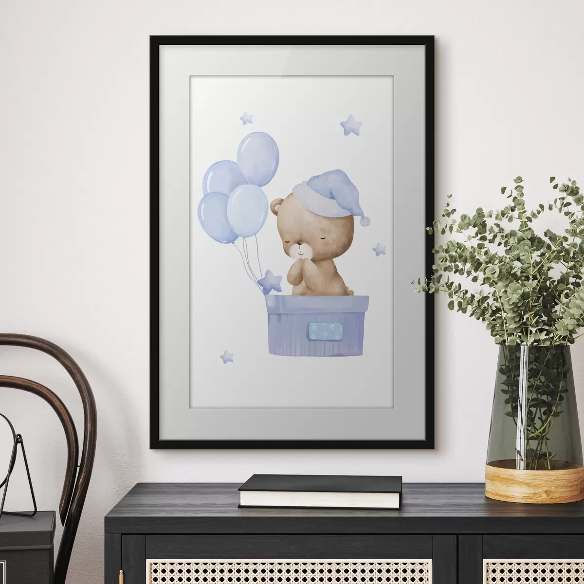 Poster Adorabile orso con palloncini gioiosi f37918v1