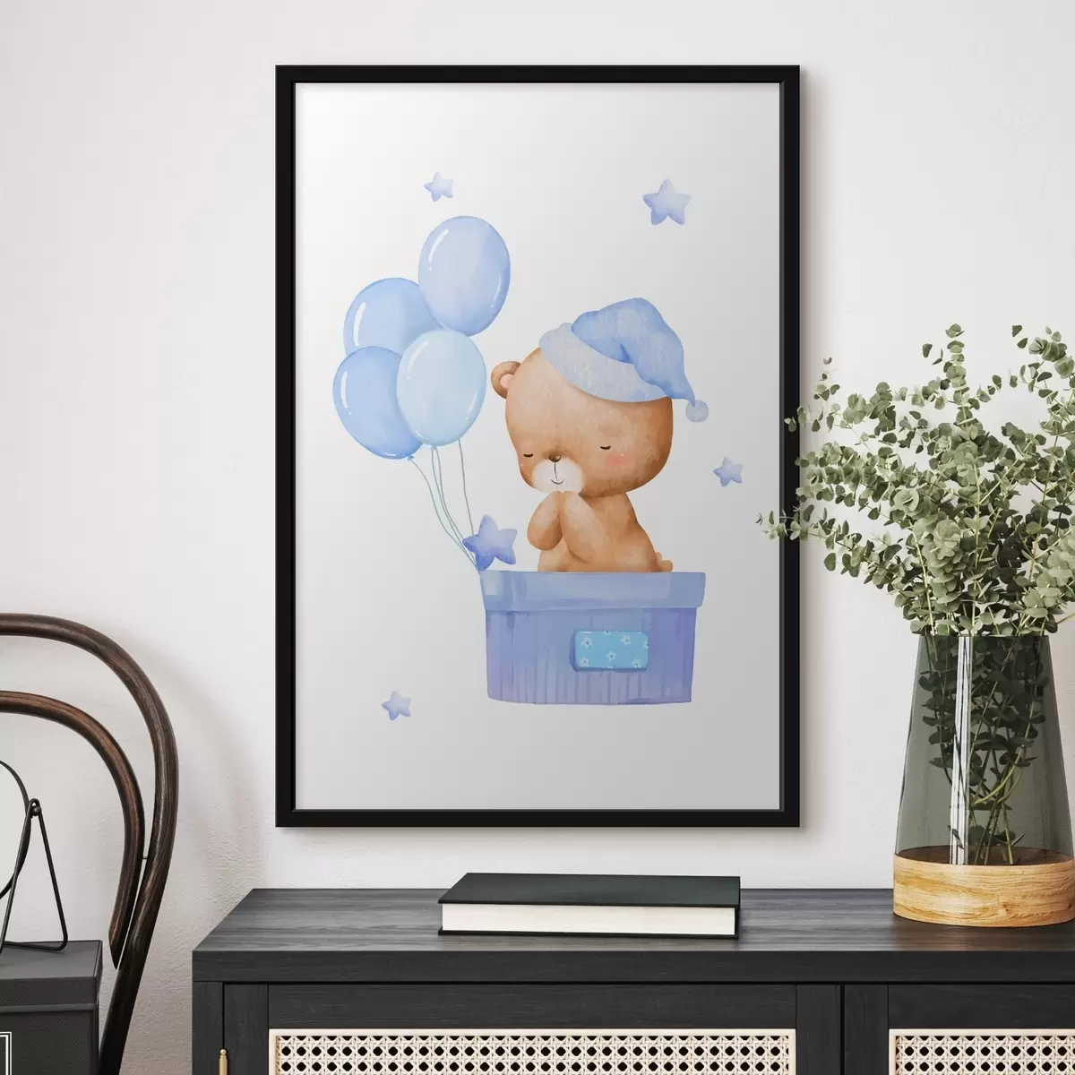 Poster Adorabile orso con palloncini gioiosi f37918v1