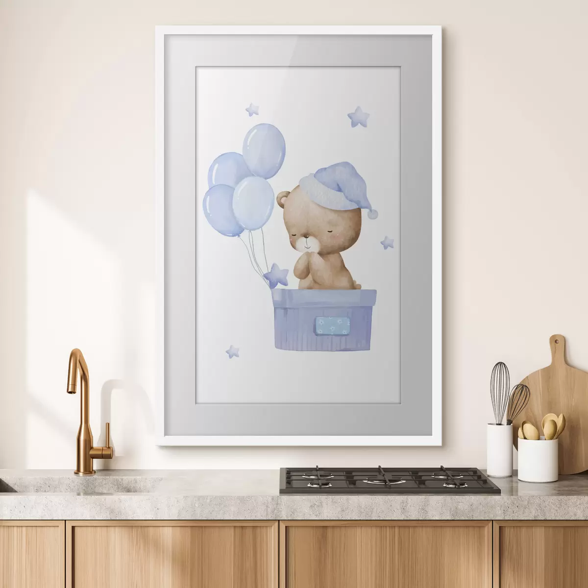 Poster Adorabile orso con palloncini gioiosi f37918v1