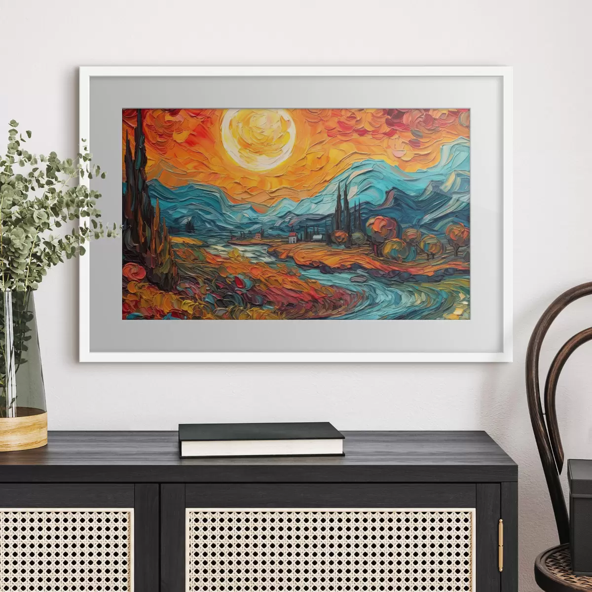 Poster Vibrante tramonto su un paesaggio sereno f38057