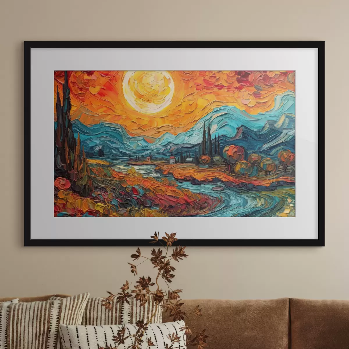 Poster Vibrante tramonto su un paesaggio sereno f38057