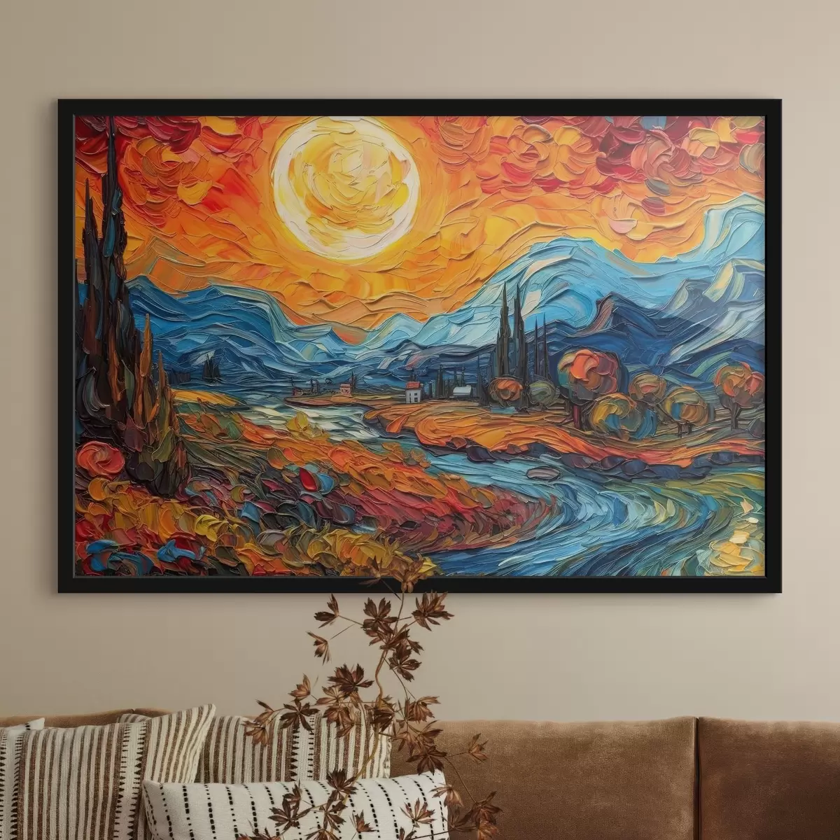 Poster Vibrante tramonto su un paesaggio sereno f38057