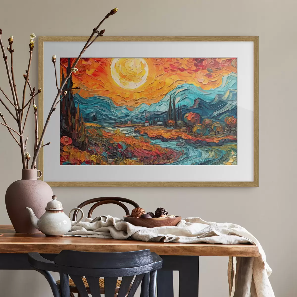 Poster Vibrante tramonto su un paesaggio sereno f38057