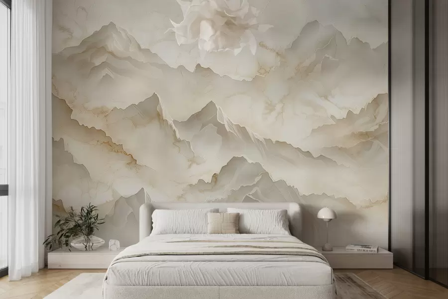 Carta da parati 3D Paesaggio montuoso con abbondanza di rocce in stile onice 