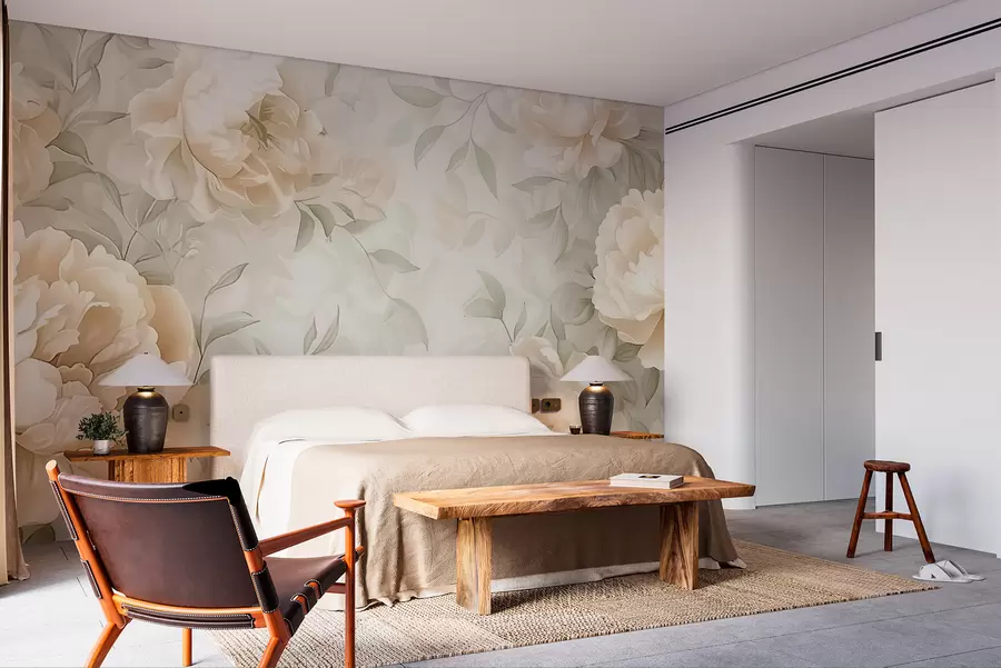 Carta da parati Floreale Peonie dai colori tenui e delicati n. w07892