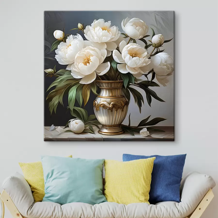 carta da parati peonie bianche in un vaso nr. s39475