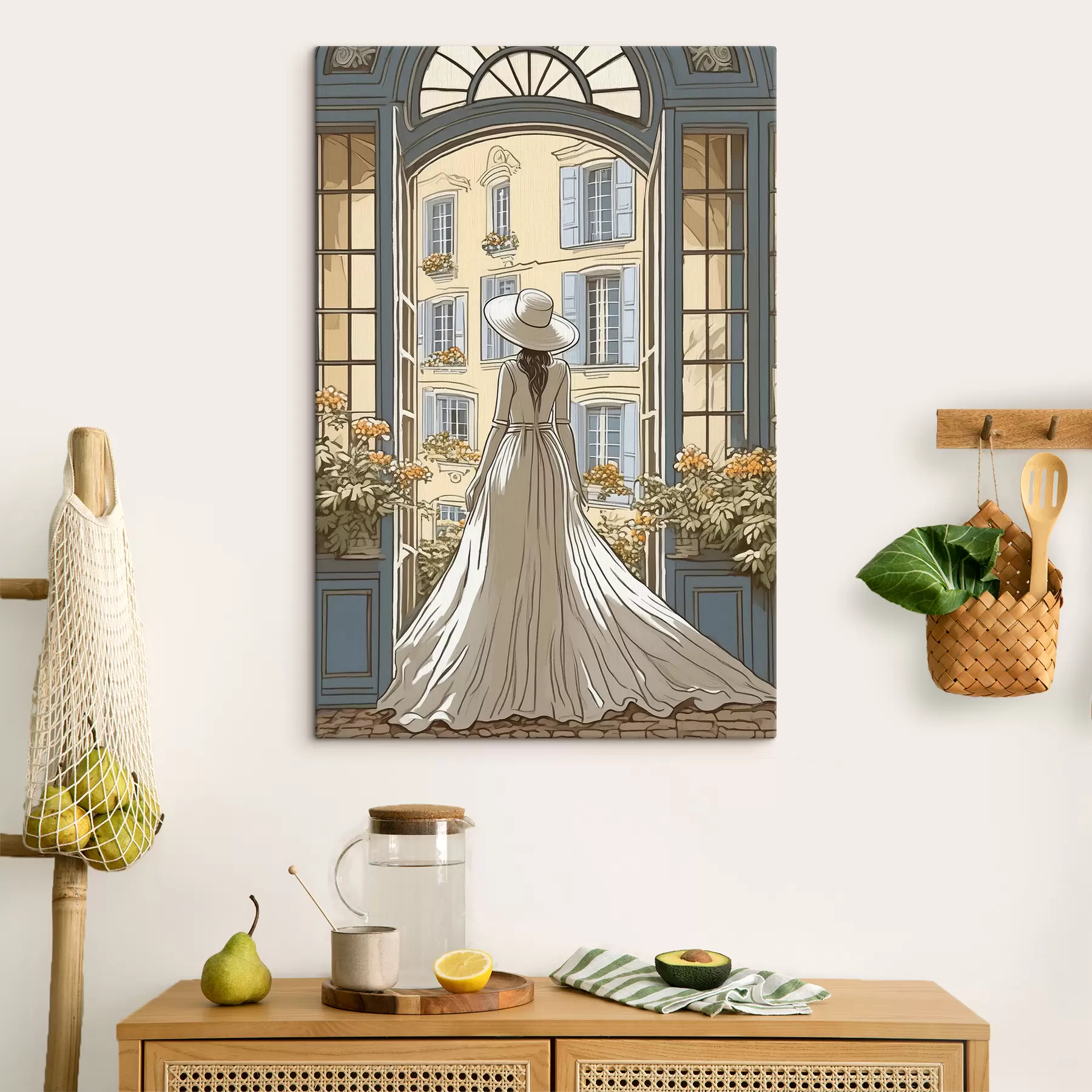 carta da parati sagoma di una ragazza in un abito bianco vicino alla finestra nr. s39479