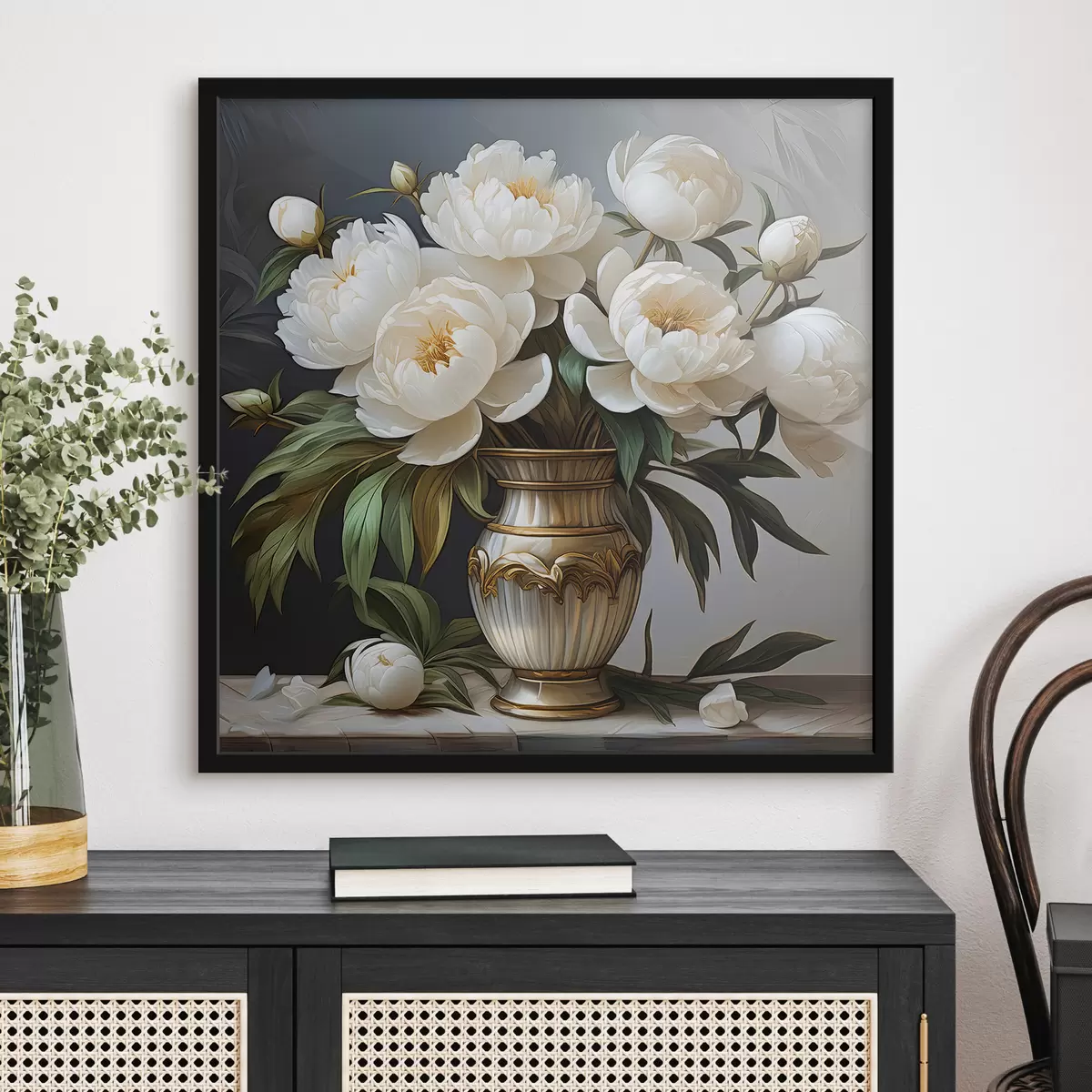 Poster peonie bianche in un vaso f39475