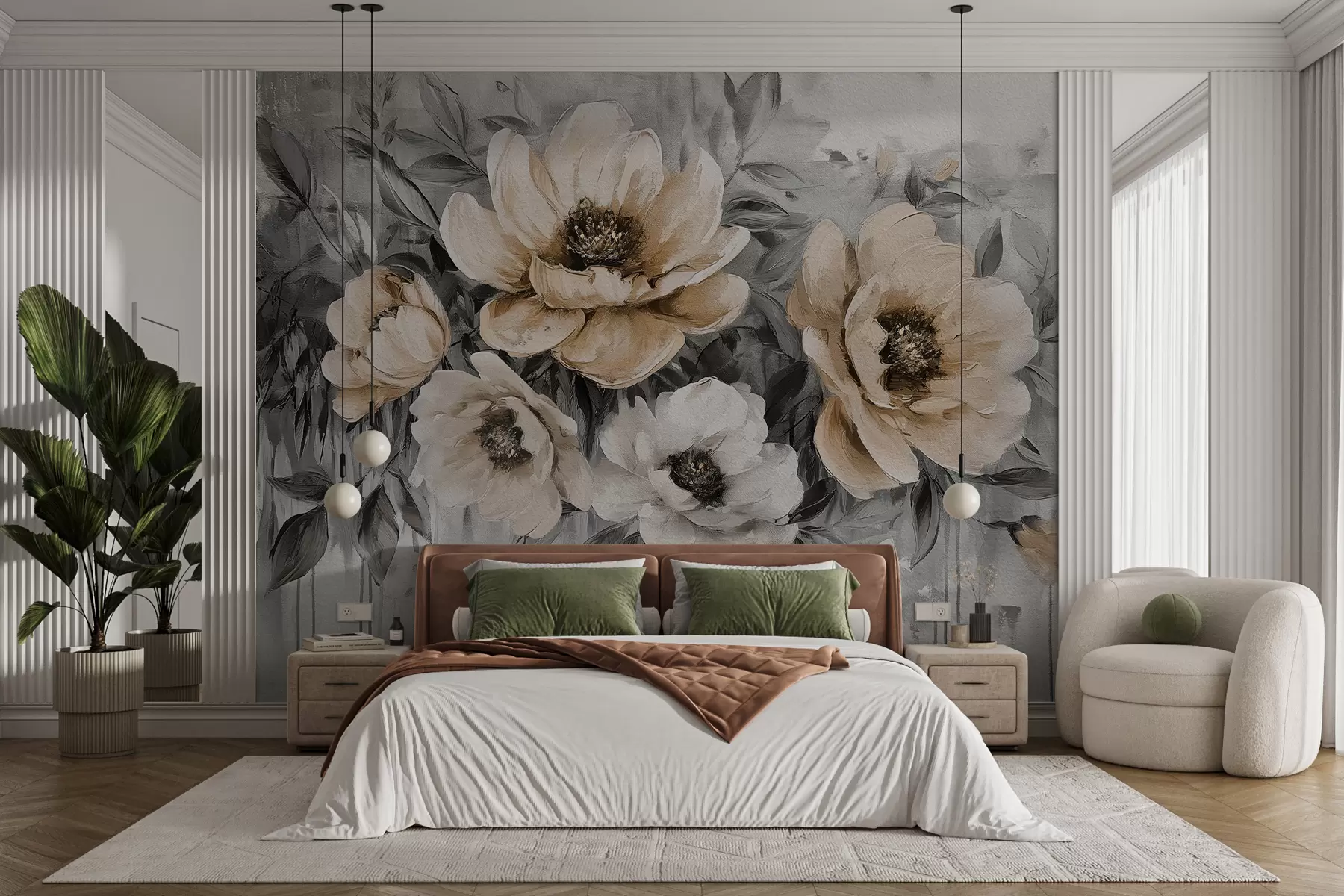 Carta da parati Floreale acquerello astratto di peonie floreali in toni pastello n. w07948v2