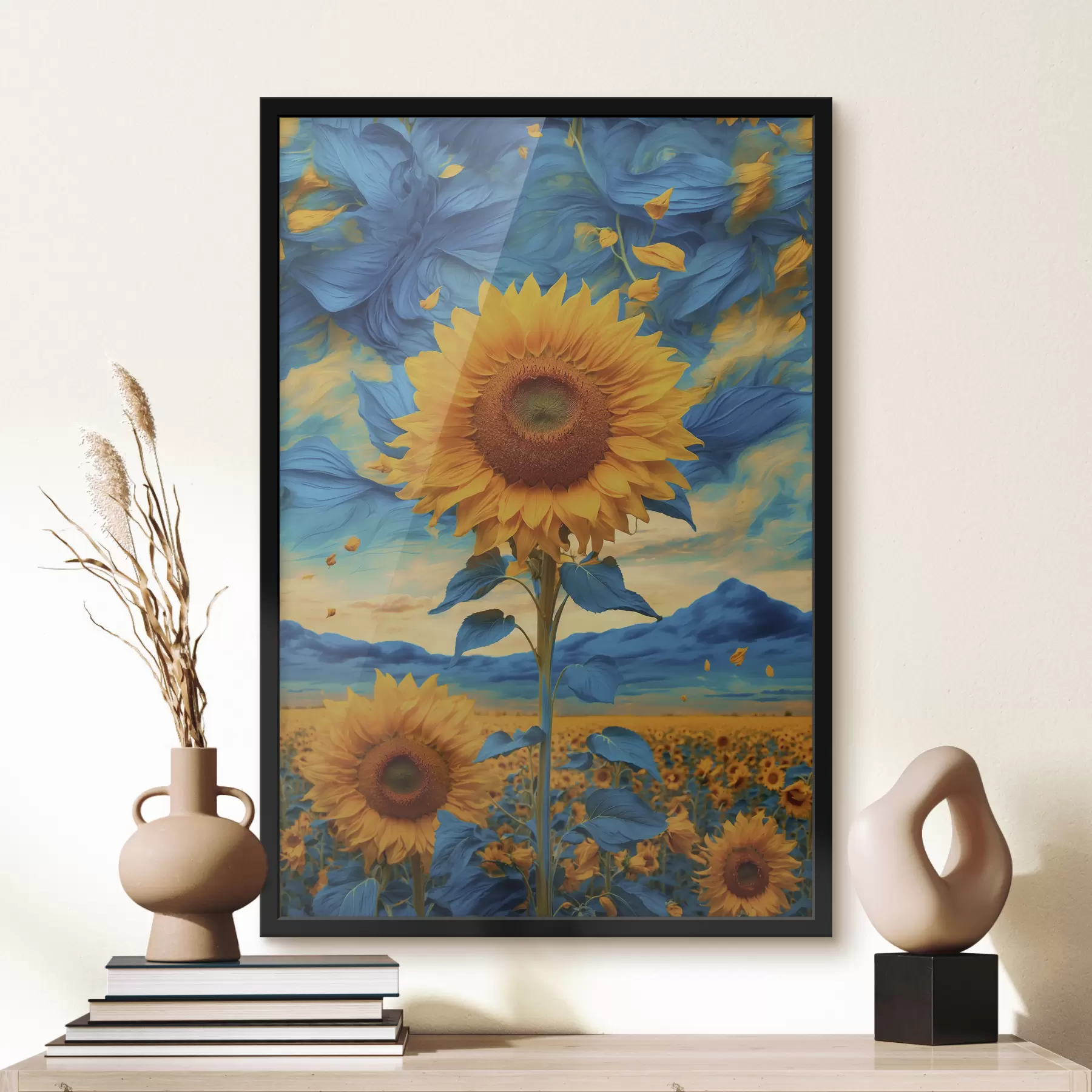 carta da parati Campo di girasoli sopra il cielo astratto nr. f39367