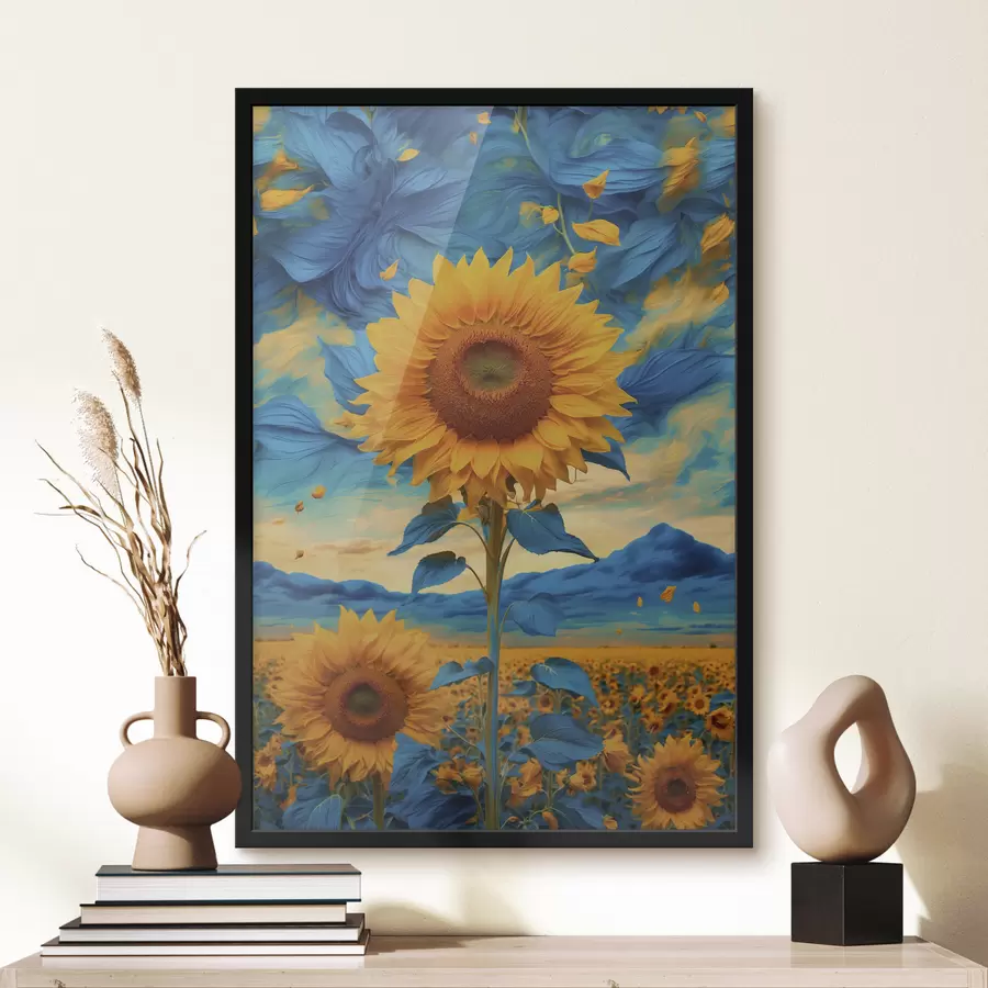 carta da parati Campo di girasoli sopra il cielo astratto nr. f39367