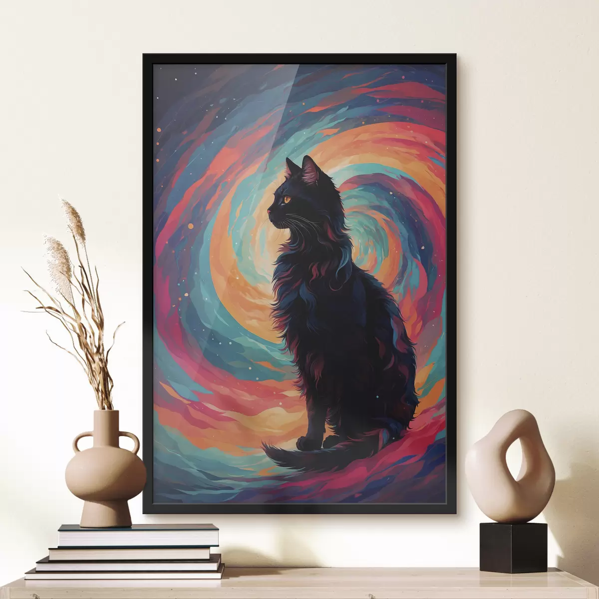 Poster Gatto nero sullo sfondo dello spazio f39370