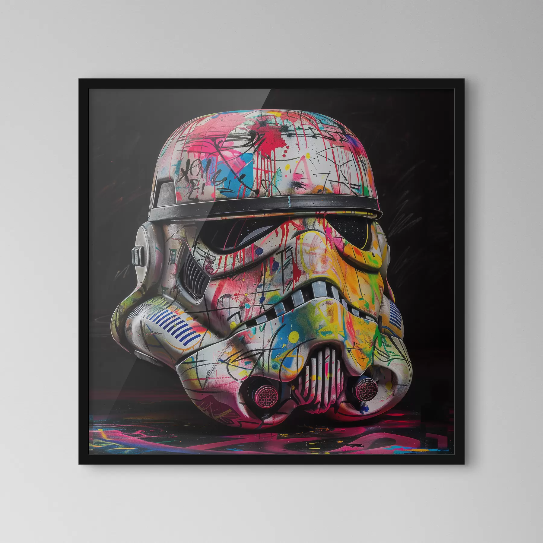 carta da parati Un casco da Stormtrooper di Star Wars ricoperto di vivaci graffiti e street art nr. f39453