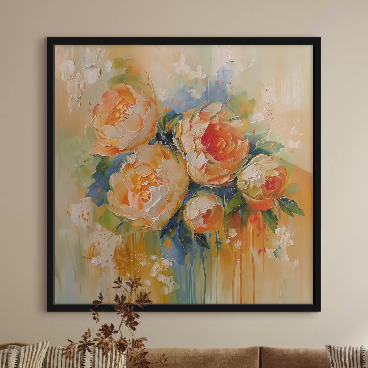 Poster Composizione floreale delicata e vibrante in uno sfondo astratto dinamico f39459