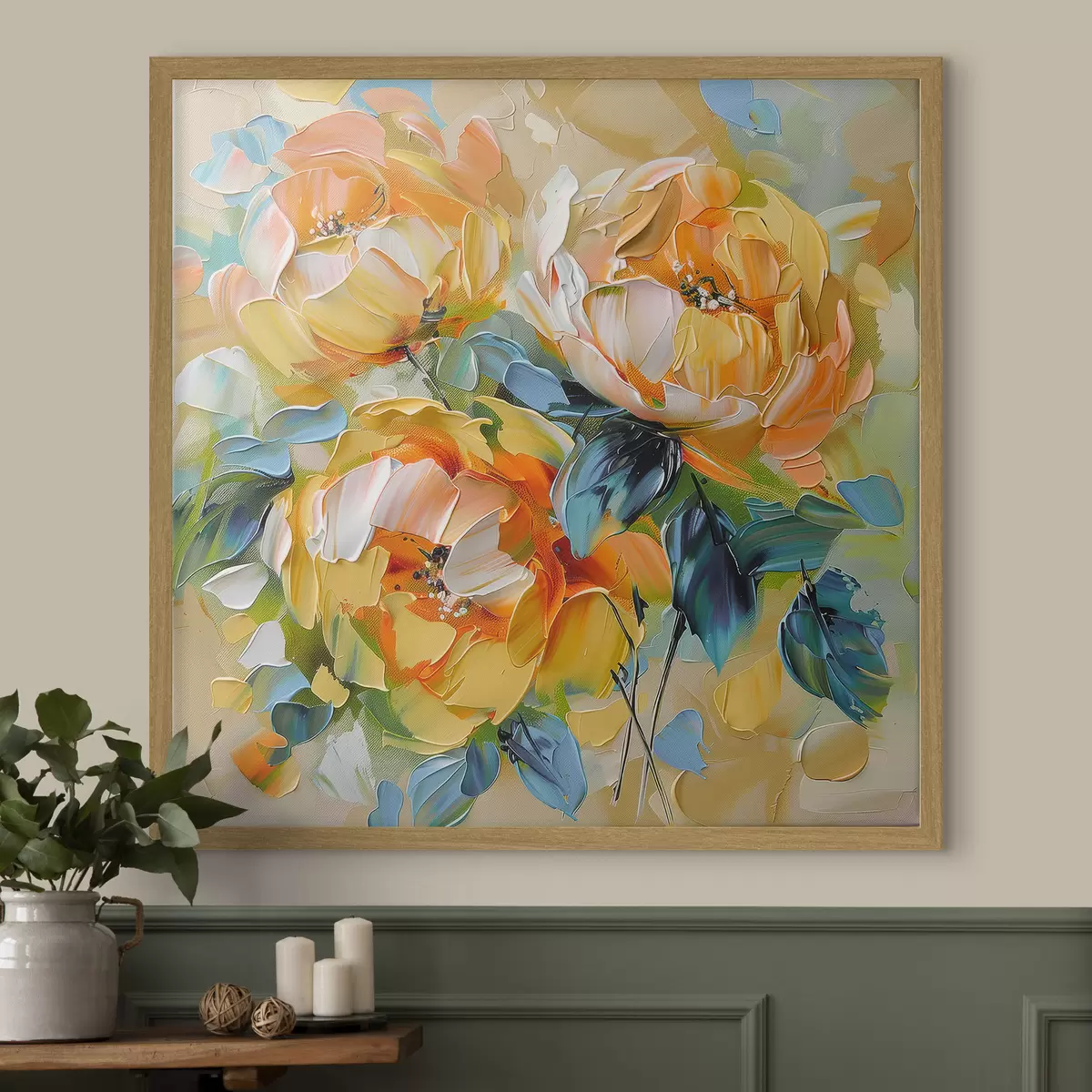 Poster Fioriture vivaci con trame ricche in una composizione astratta colorata f39460