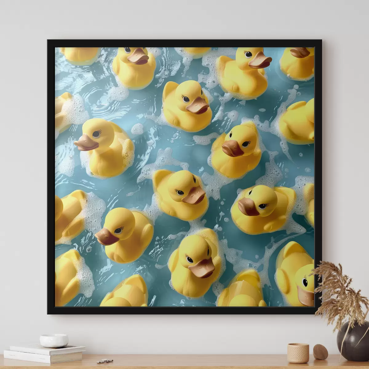 Poster Anatre di gomma realistiche che galleggiano nell'acqua f39469