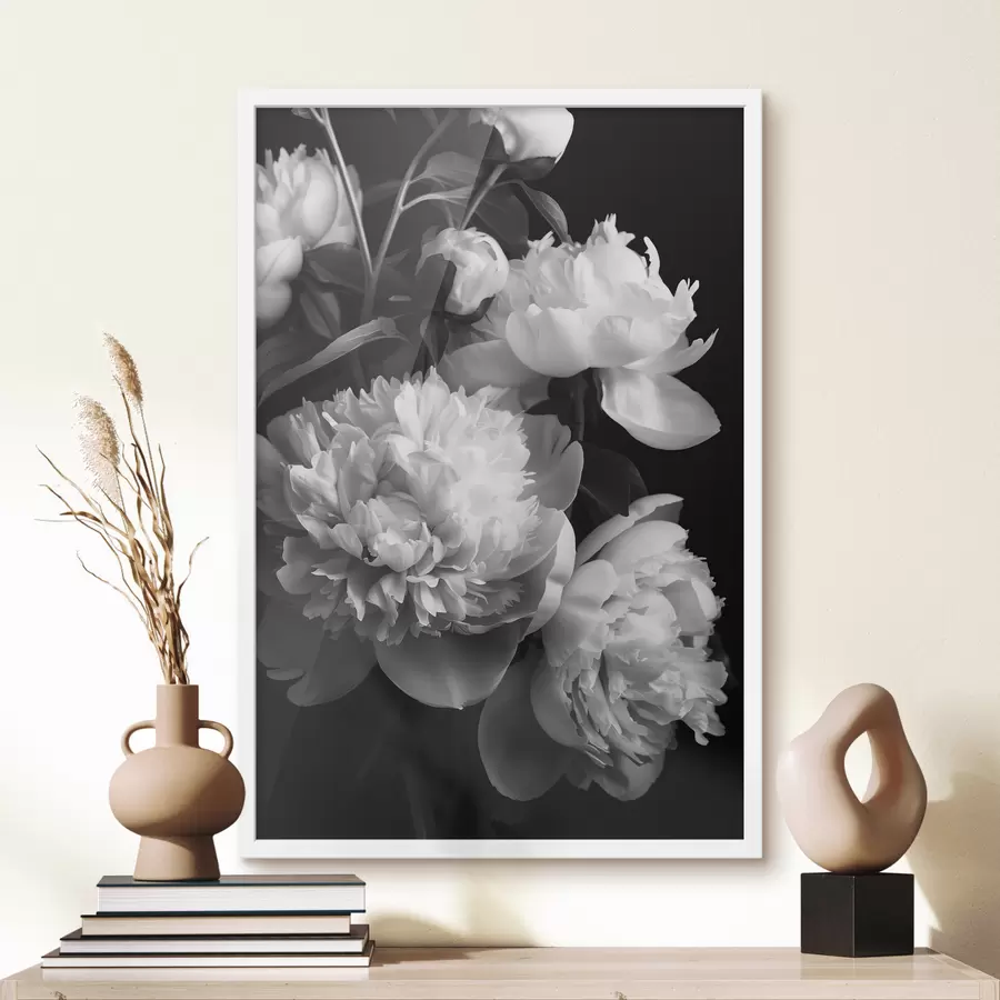 carta da parati Peonie bianche e nere nr. f39547