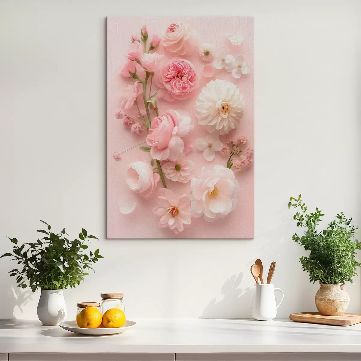 carta da parati Fiori rigogliosi su uno sfondo rosa nr. s39576