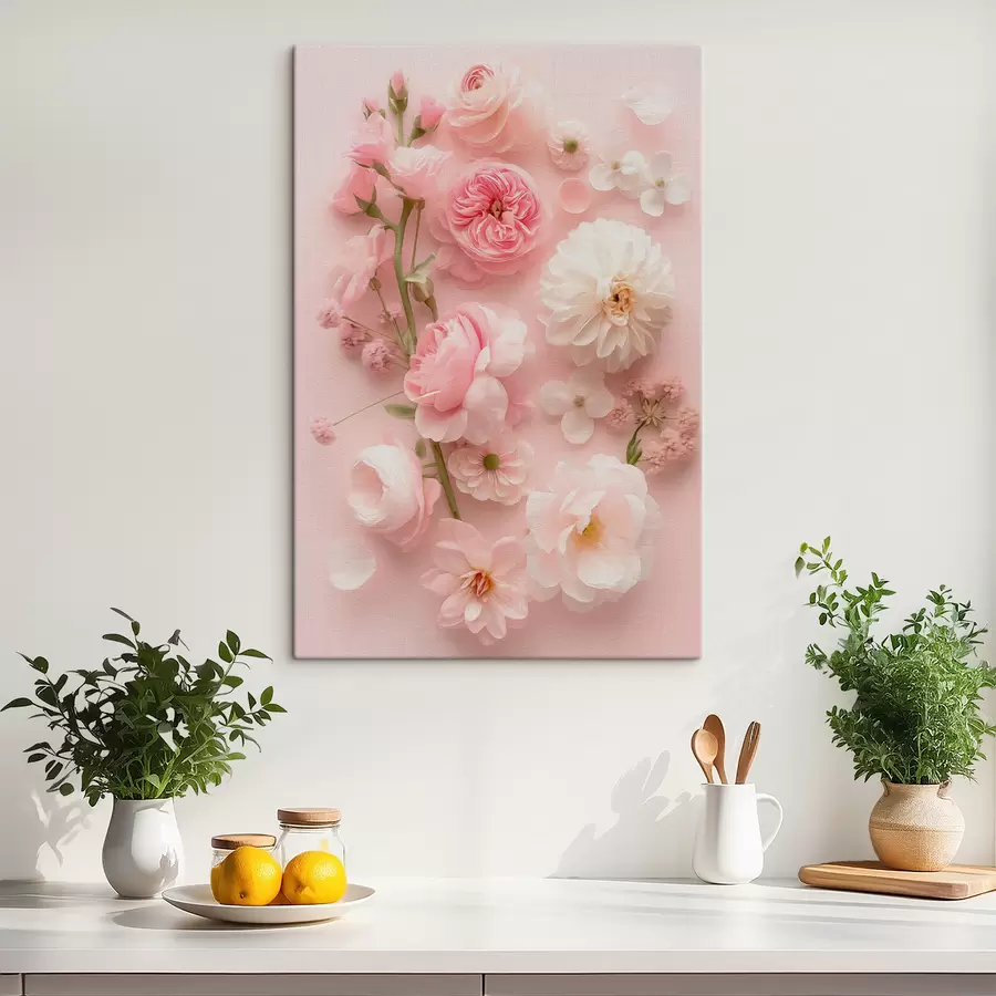 carta da parati Fiori rigogliosi su uno sfondo rosa nr. s39576