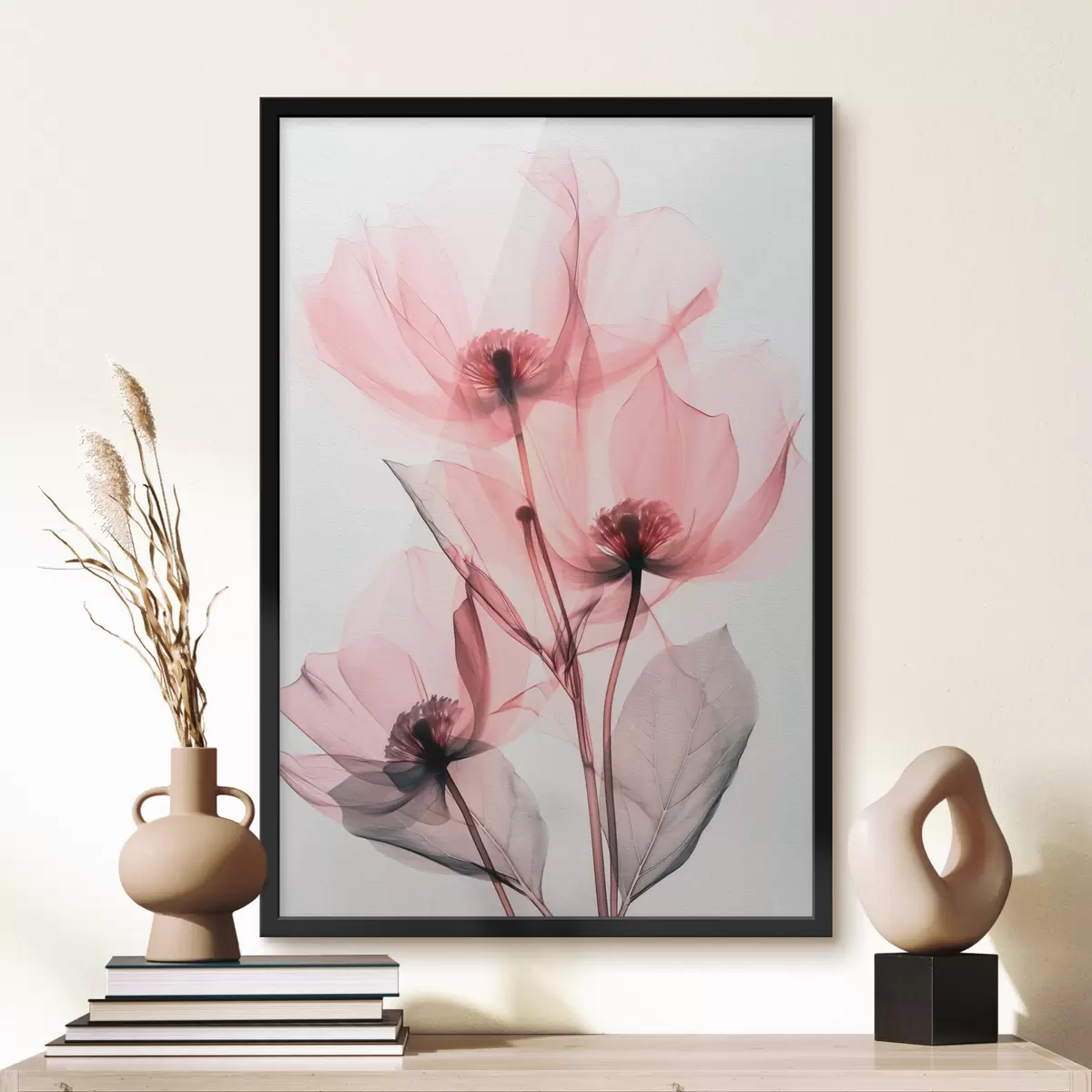 Poster Nuova tendenza dei fiori rosa trasparenti f39574