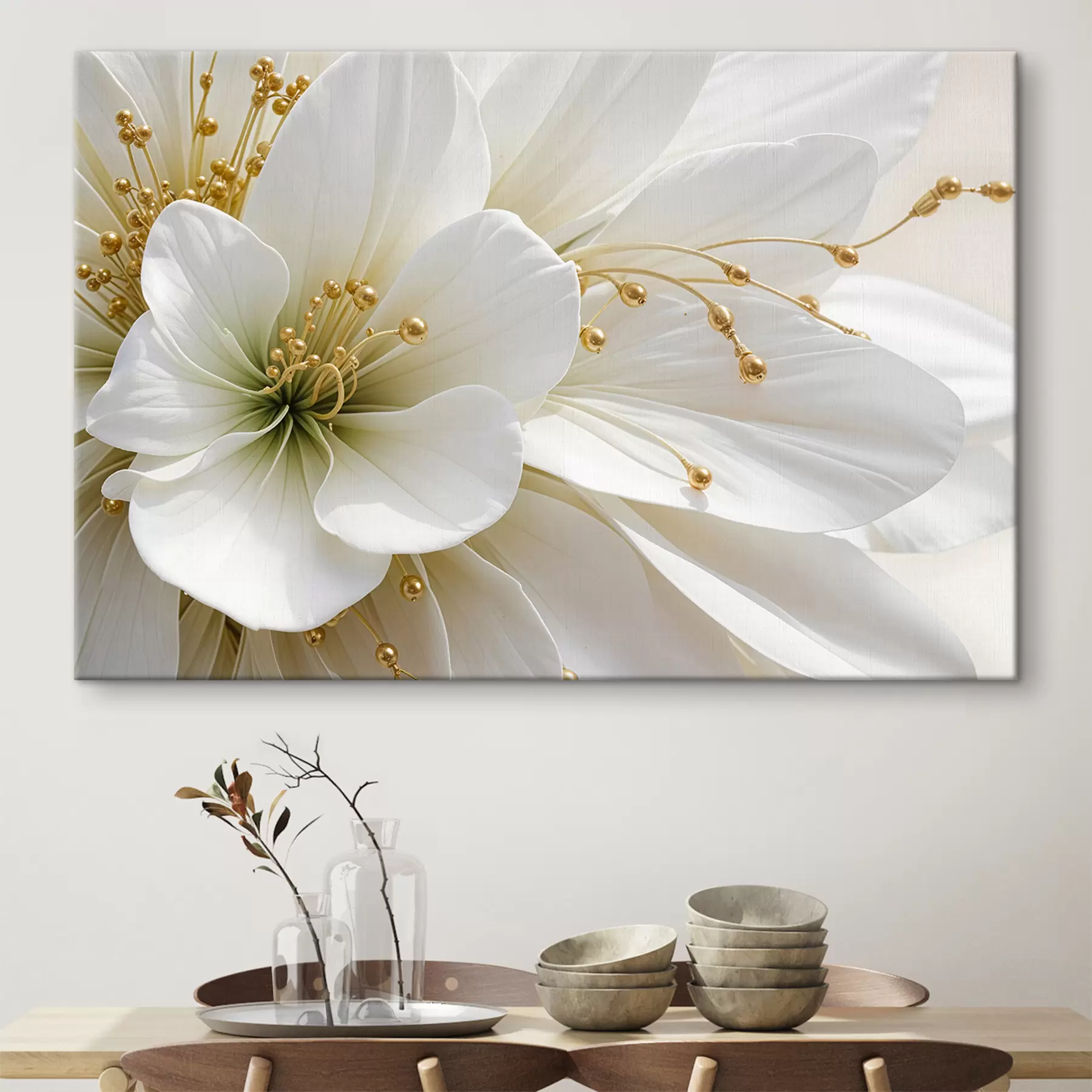 carta da parati Un primo piano di un grande fiore bianco con petali delicati nr. s39507