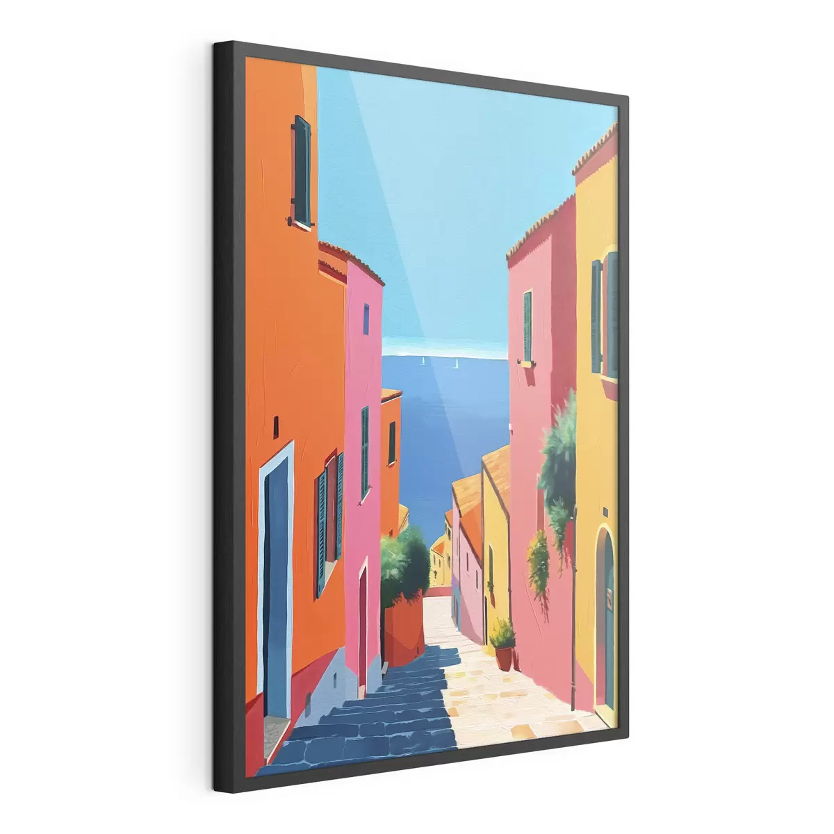 Poster Gradini colorati verso il mare f39579