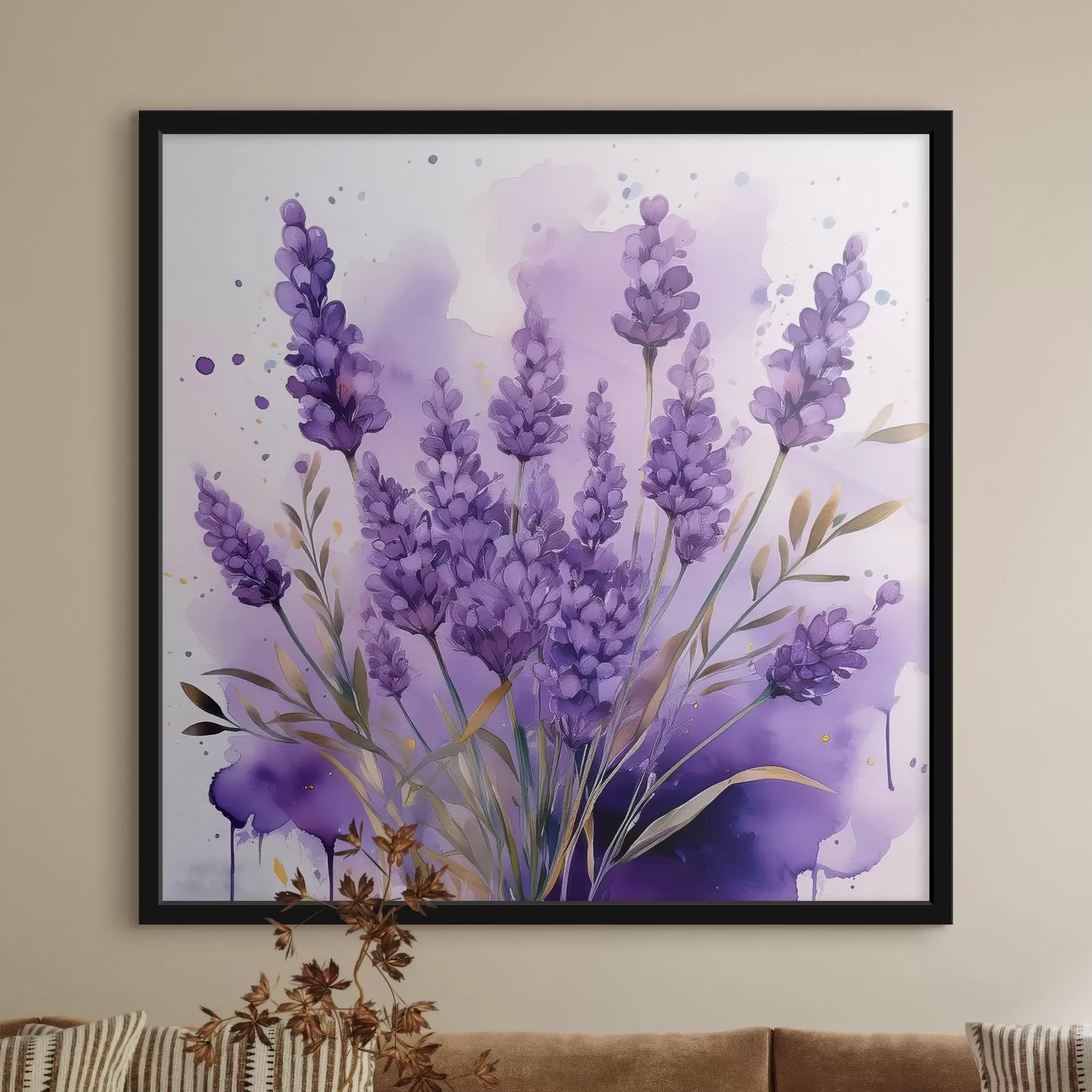 carta da parati fiori di lavanda in acquerello nr. f39621