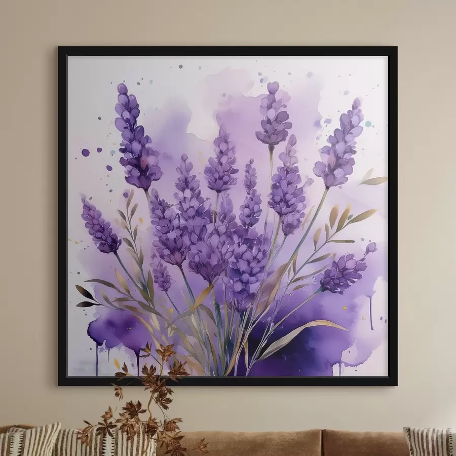 carta da parati fiori di lavanda in acquerello nr. f39621