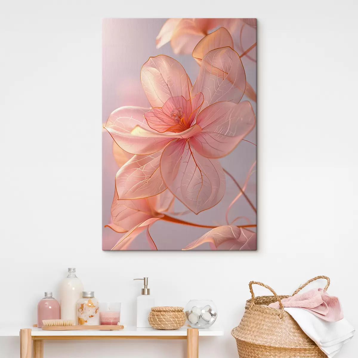 carta da parati Tenui fiori rosa dalle linee morbide: minimalismo e dettagli delicati nr. s39632