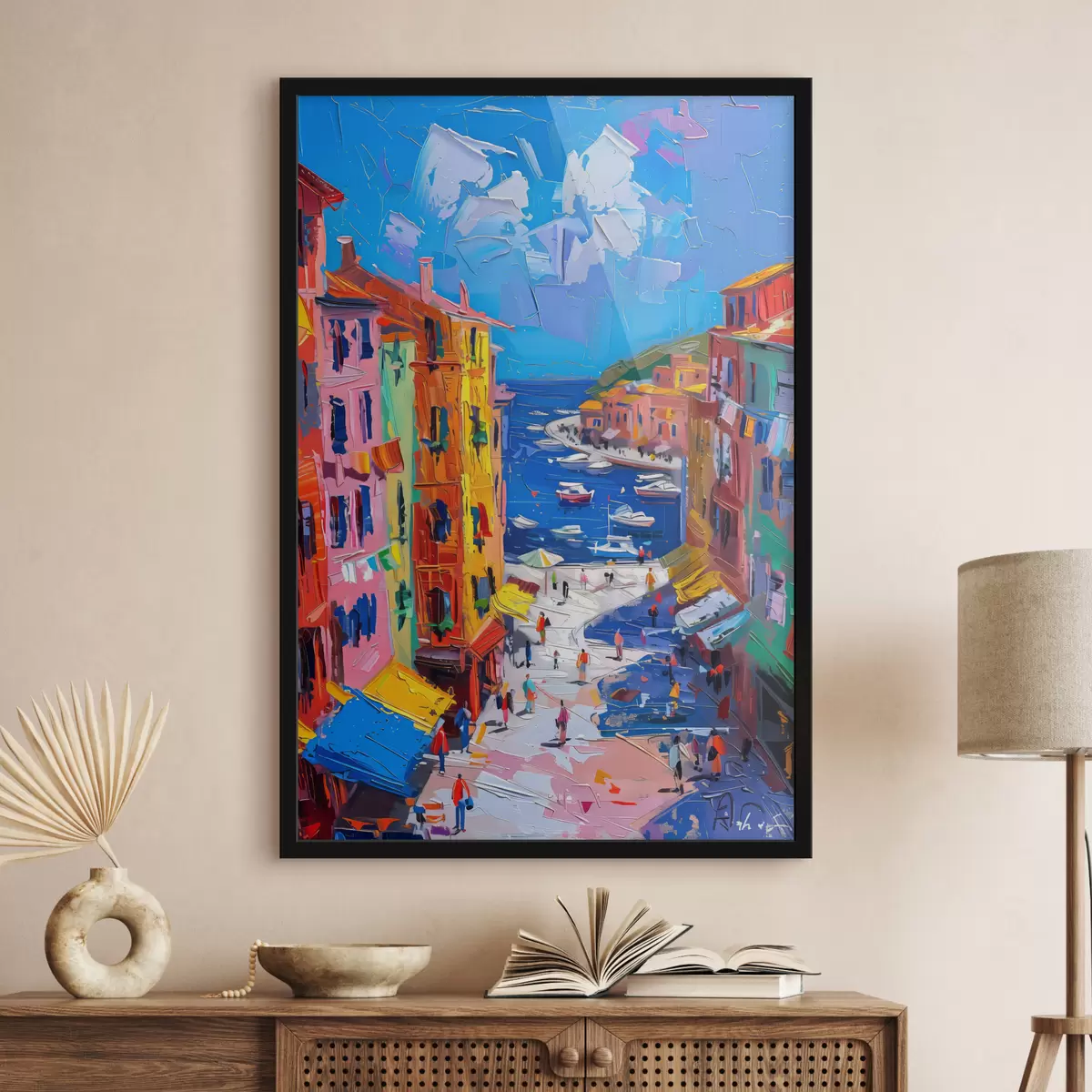 Poster Villaggio francese al tramonto: un'impressione nello stile di Van Gogh f39627