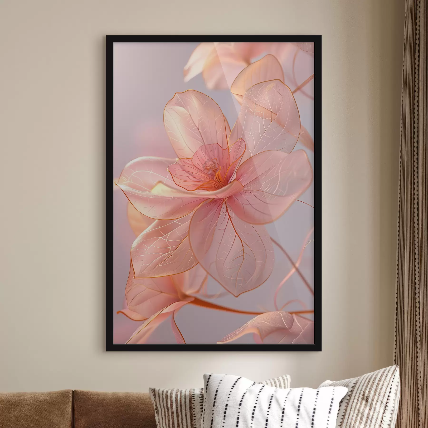 carta da parati Tenui fiori rosa dalle linee morbide: minimalismo e dettagli delicati nr. f39632