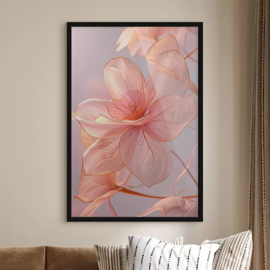 carta da parati Tenui fiori rosa dalle linee morbide: minimalismo e dettagli delicati nr. f39632