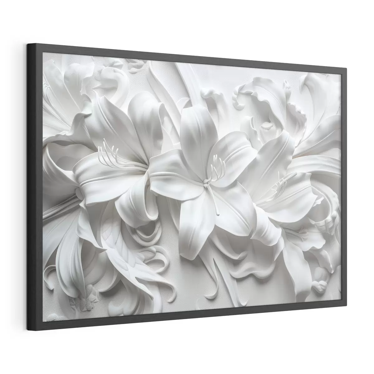 Poster Rilievo 3d bianco di gigli scolpiti f39654