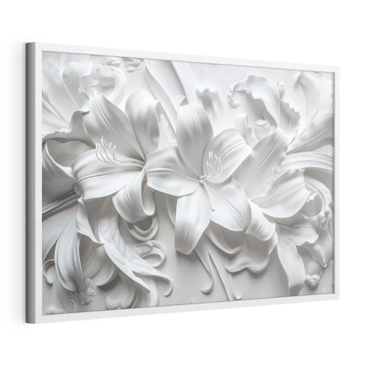 Poster Rilievo 3d bianco di gigli scolpiti f39654