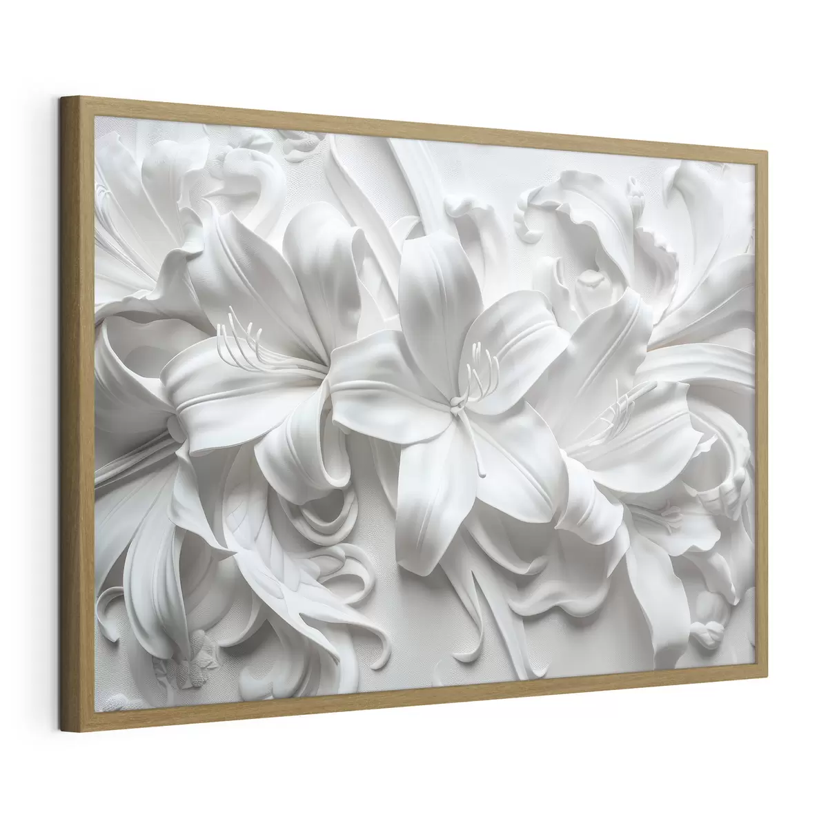 Poster Rilievo 3d bianco di gigli scolpiti f39654