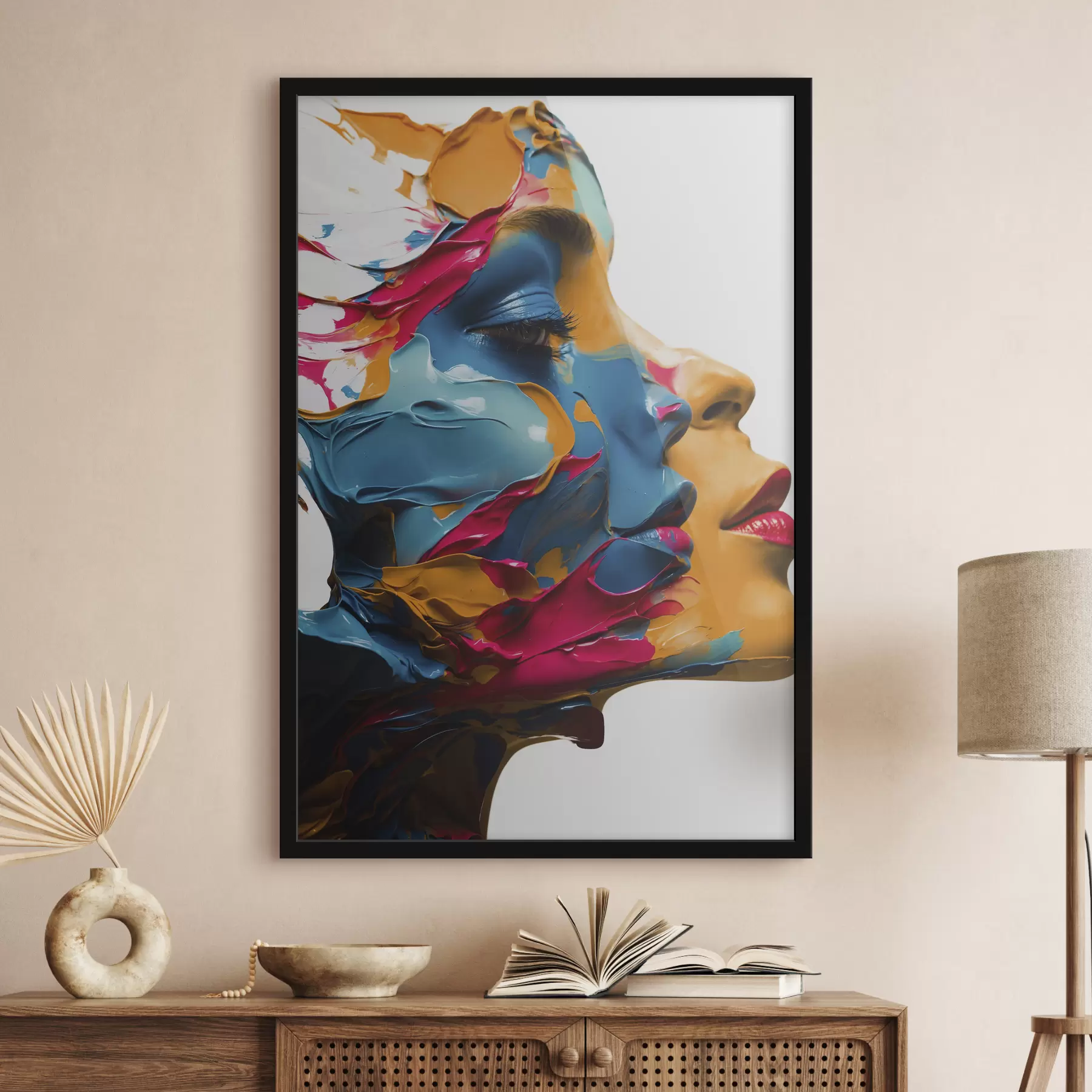 carta da parati Volto di donna con colori ad olio nr. f39591