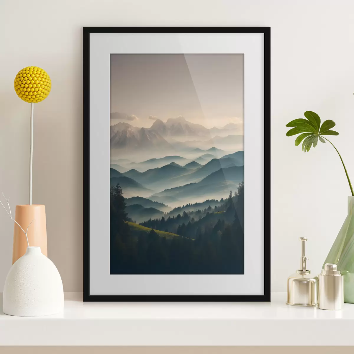 Poster Monti sfumati nella nebbia f39596
