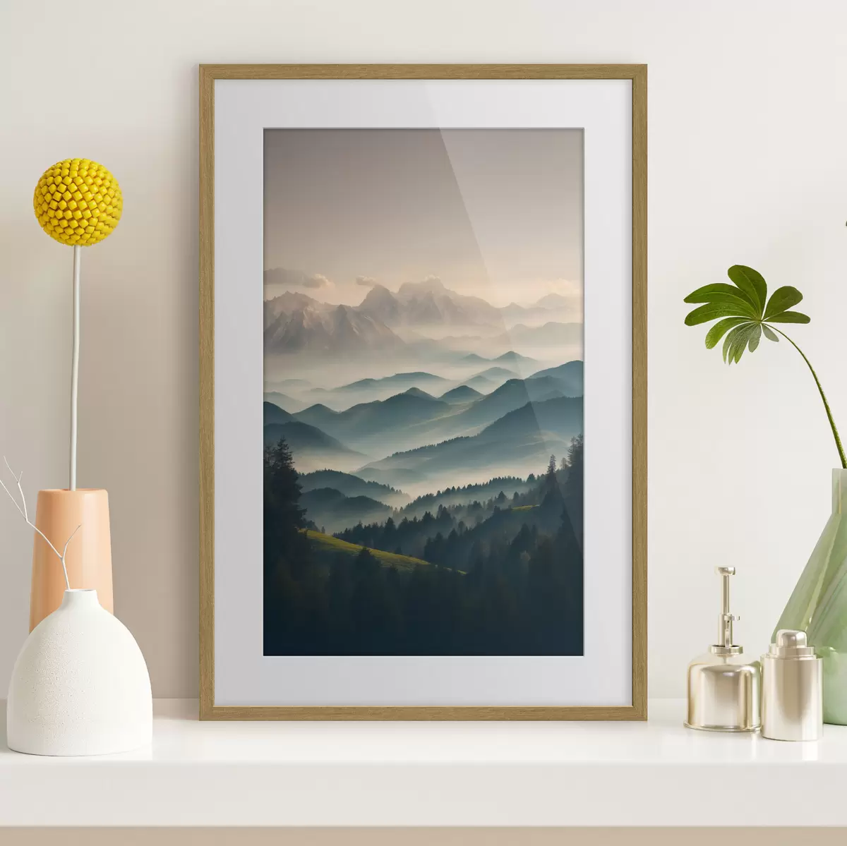 Poster Monti sfumati nella nebbia f39596
