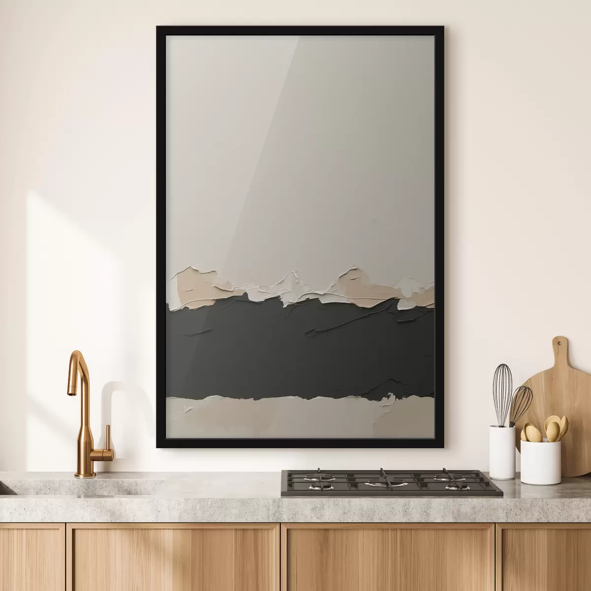 Poster Quadro astratto con colori bianco e nero f39609