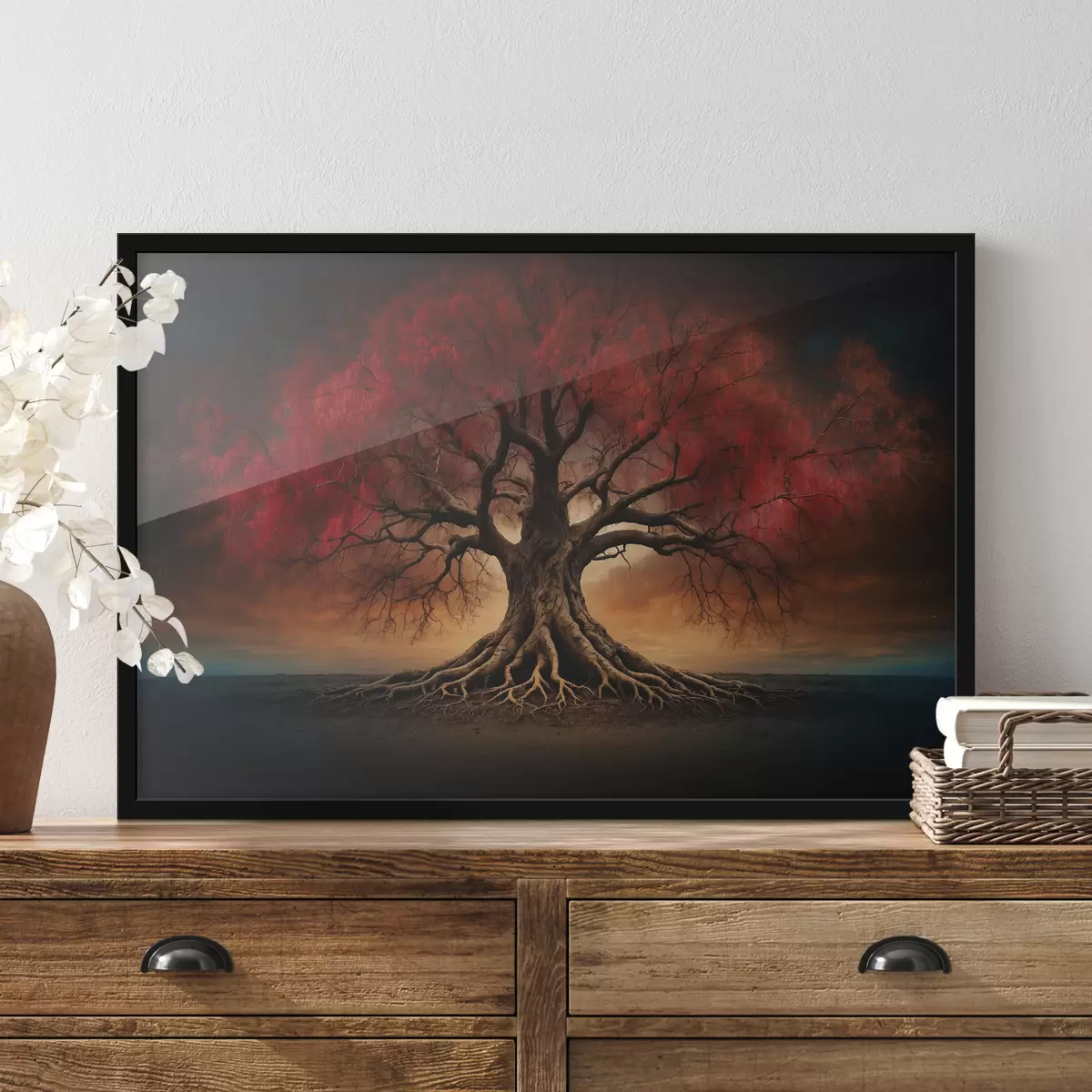 Poster Albero radicato nel mezzo del campo vuoto f39614