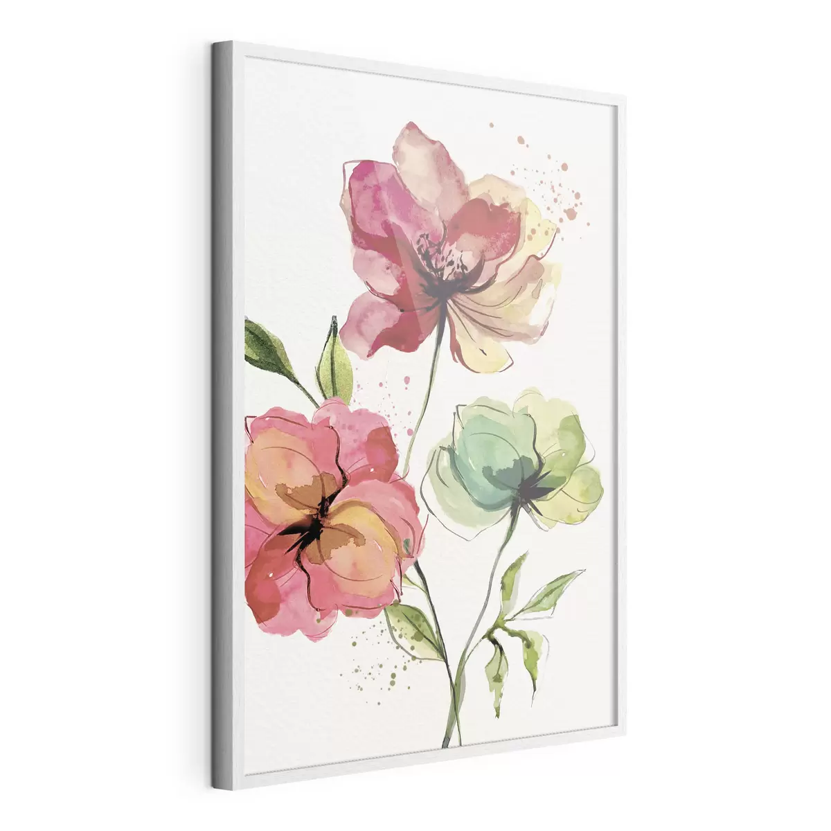Poster Fiori ad acquerelli con spruzzi di vernice f39769