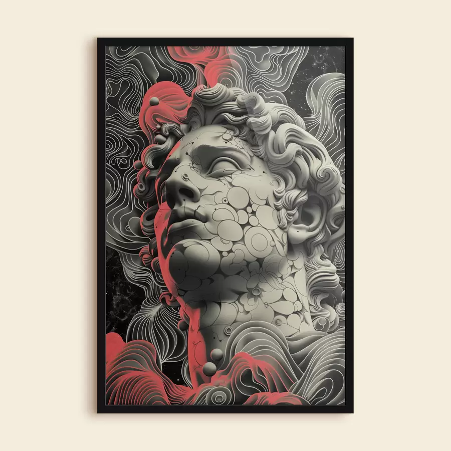 carta da parati Illustrazione lineare in bianco e nero della testa del dio greco Apollo in stile pop art nr. f39763