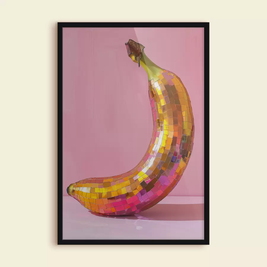 carta da parati Palla da discoteca Banay dipinta ad olio con sfondo rosa pastello chiaro nr. f39766