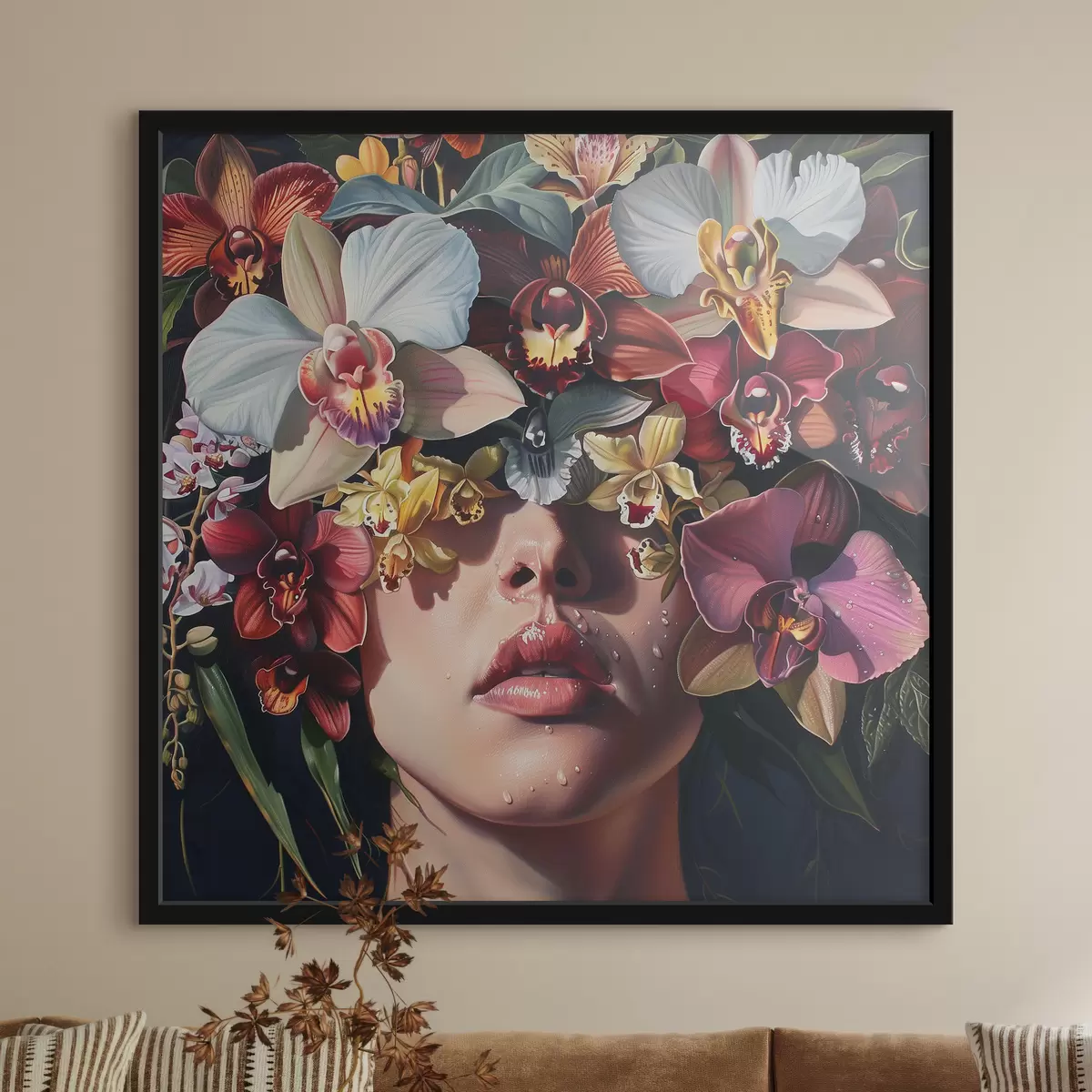 Poster Ragazza e grandi orchidee f39229