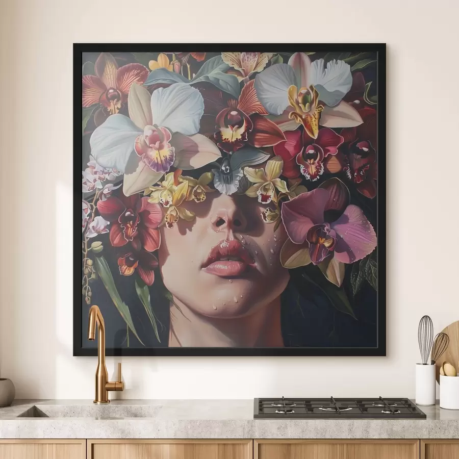 carta da parati Ragazza e grandi orchidee nr. f39229