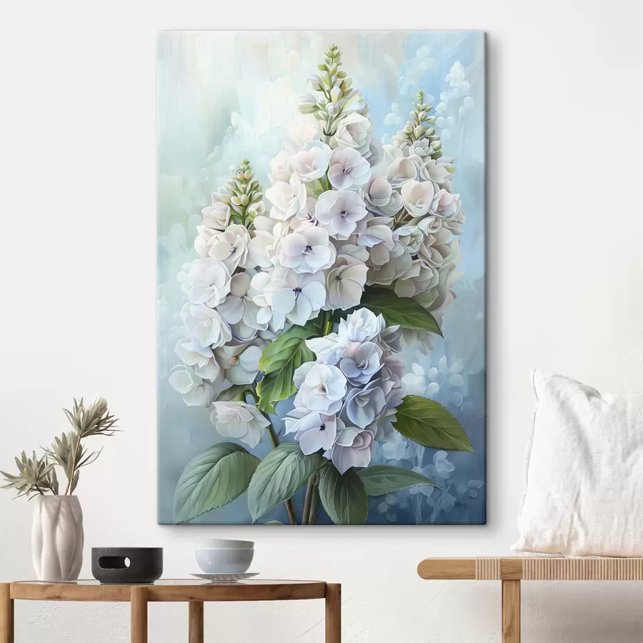 carta da parati Fiore di ortensia viola, colori naturali tenui, disegno ad acquerello nr. s39783