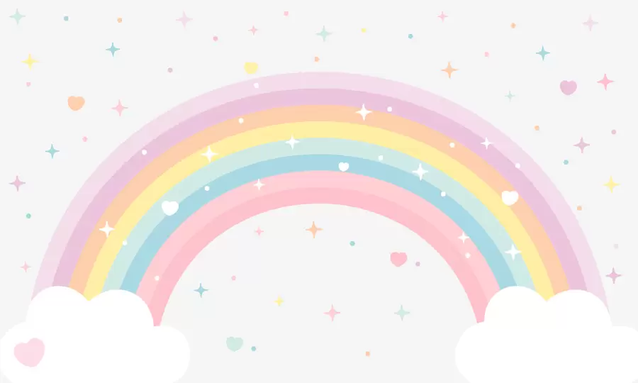 carta da parati Arcobaleno colorato con stelle e cuori in stile scandinavo nr. w08109