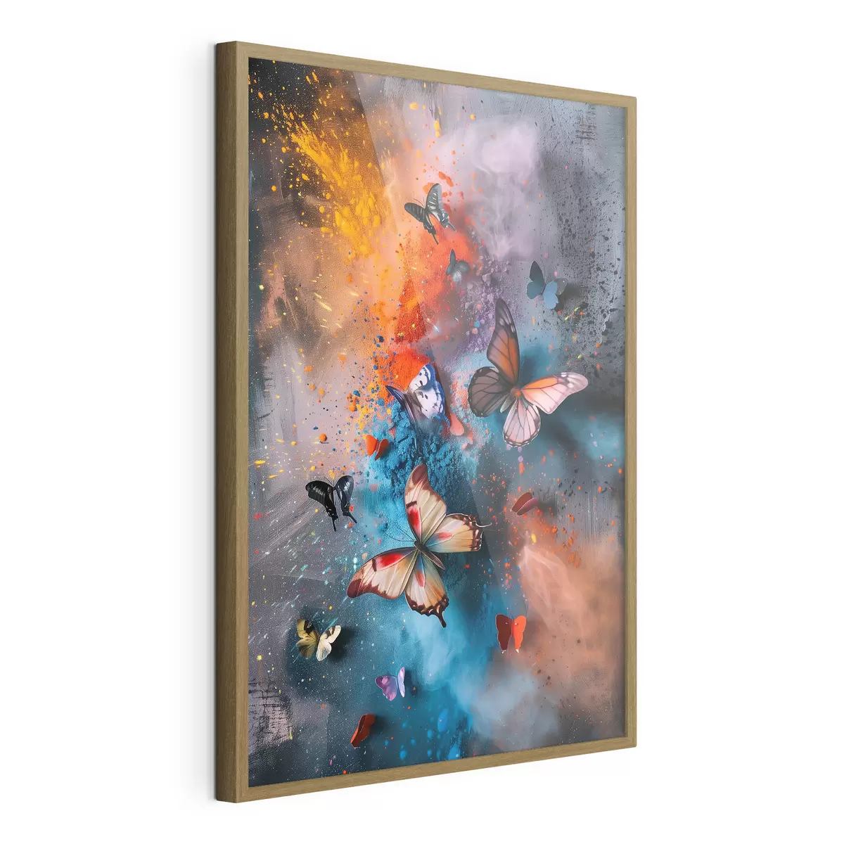 Poster Farfalle su uno sfondo di schizzi di vernice f39803