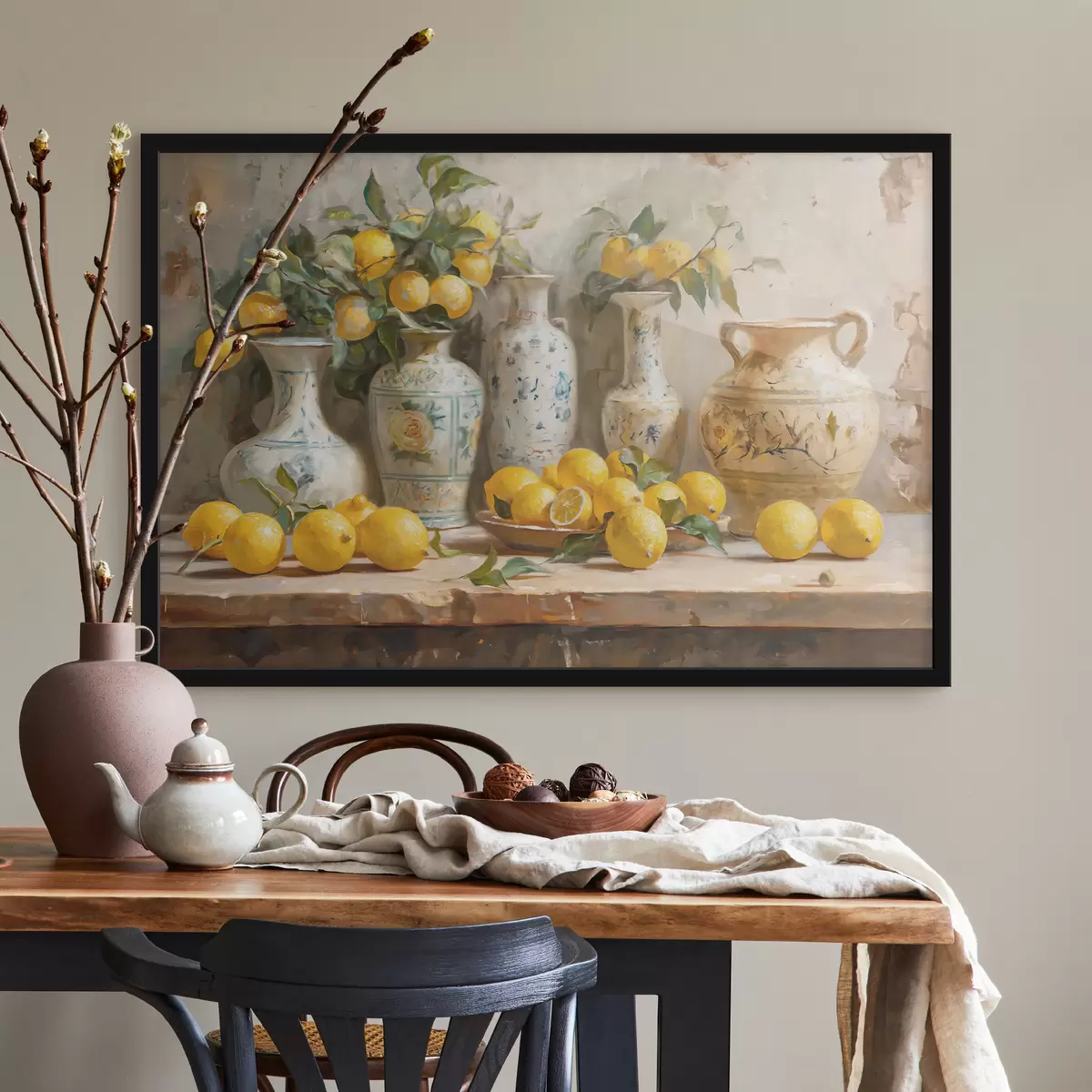 Poster Limoni e vasi vintage sul tavolo f39833